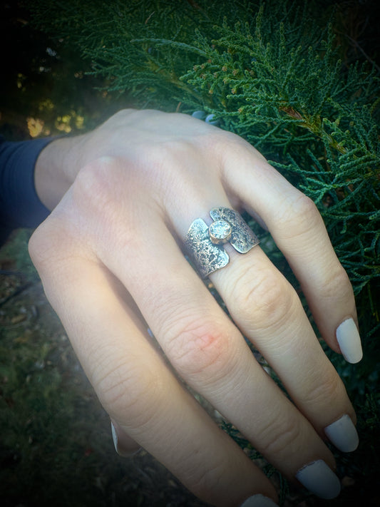 Moissanite ring antiqued, size 6