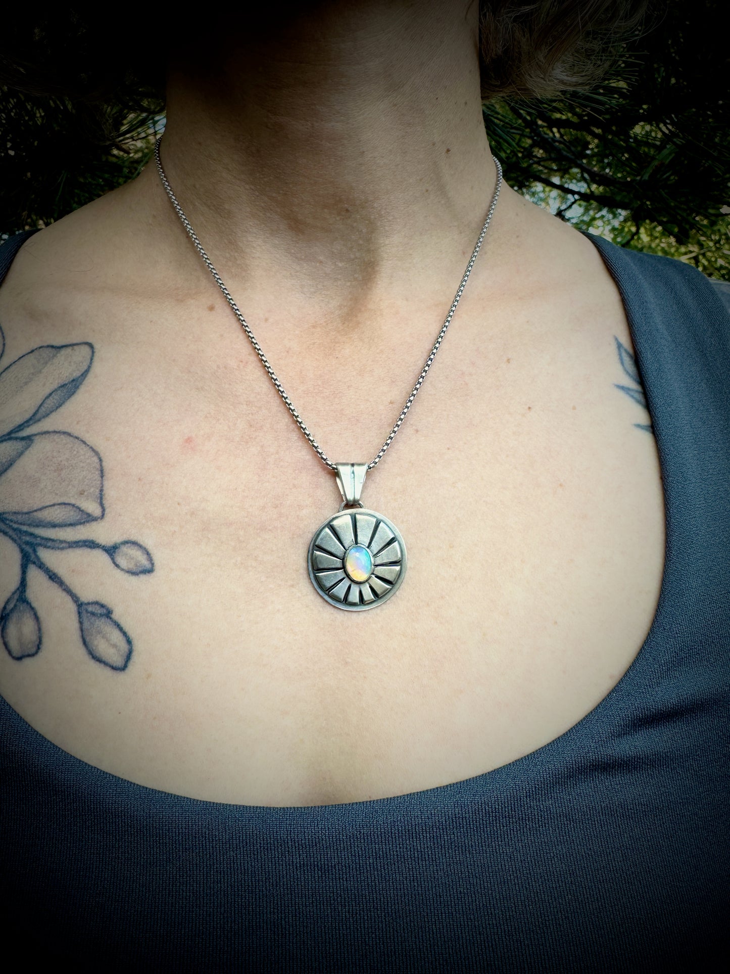 Raising Atlantis pastel opal round pendant