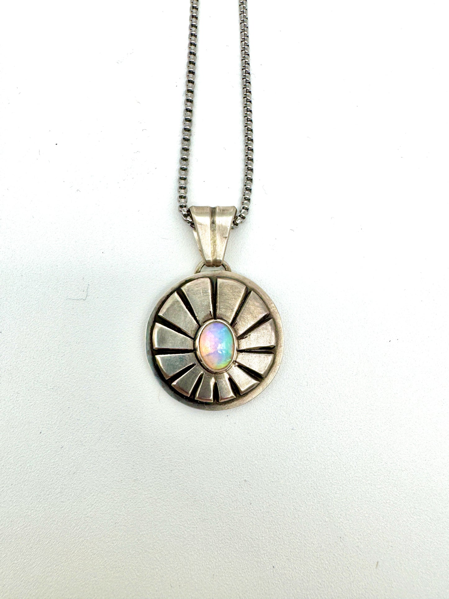 Raising Atlantis pastel opal round pendant