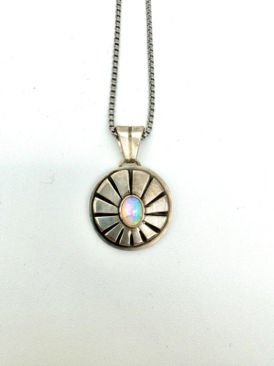 Raising Atlantis pastel opal round pendant