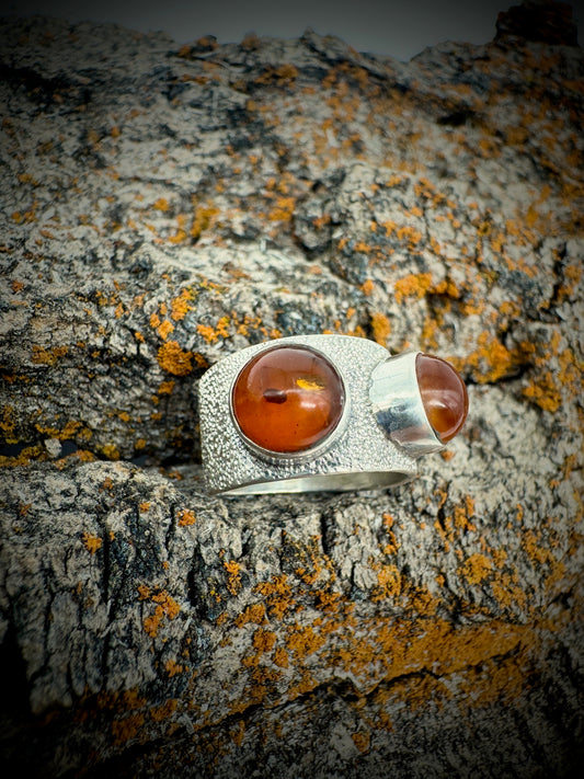 Double Bubble Amber ring size 6