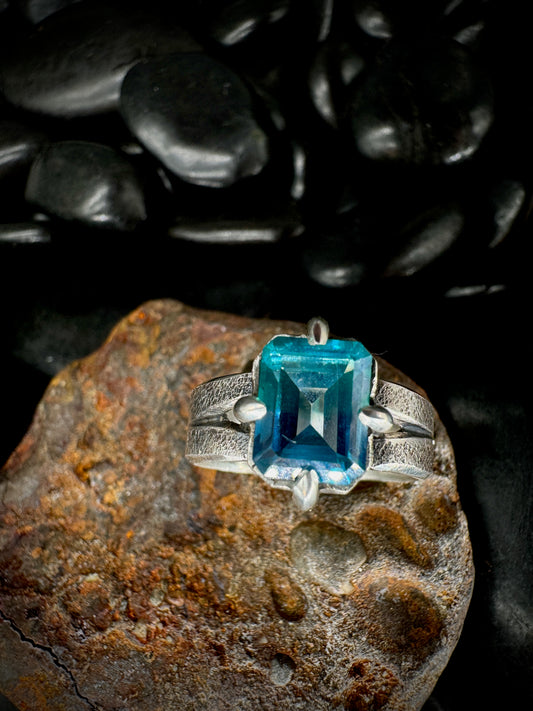 Swiss Blue Topaz ring, size 7