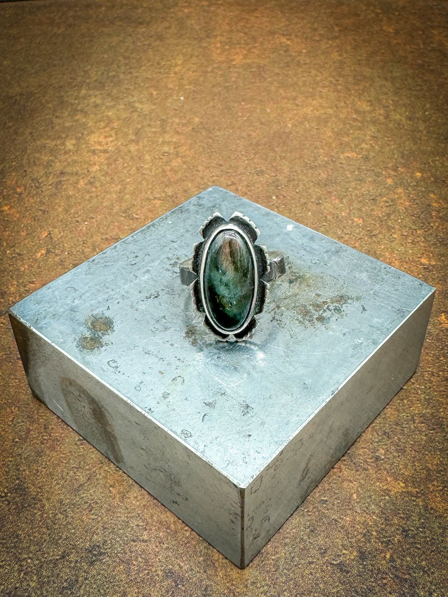 Purple Labradorite flower ring size 6
