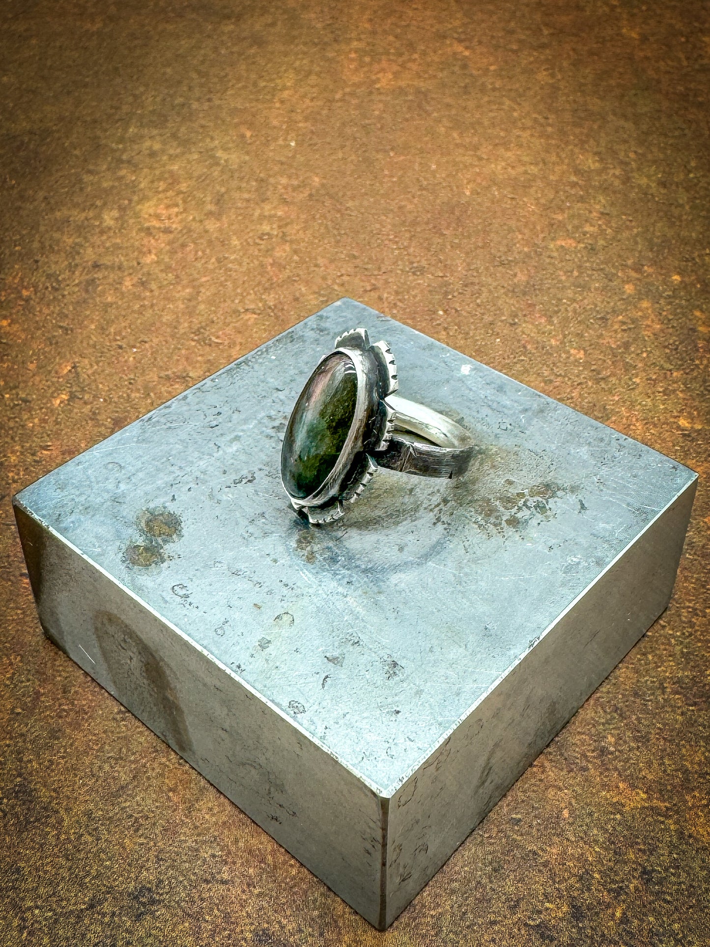 Purple Labradorite flower ring size 6