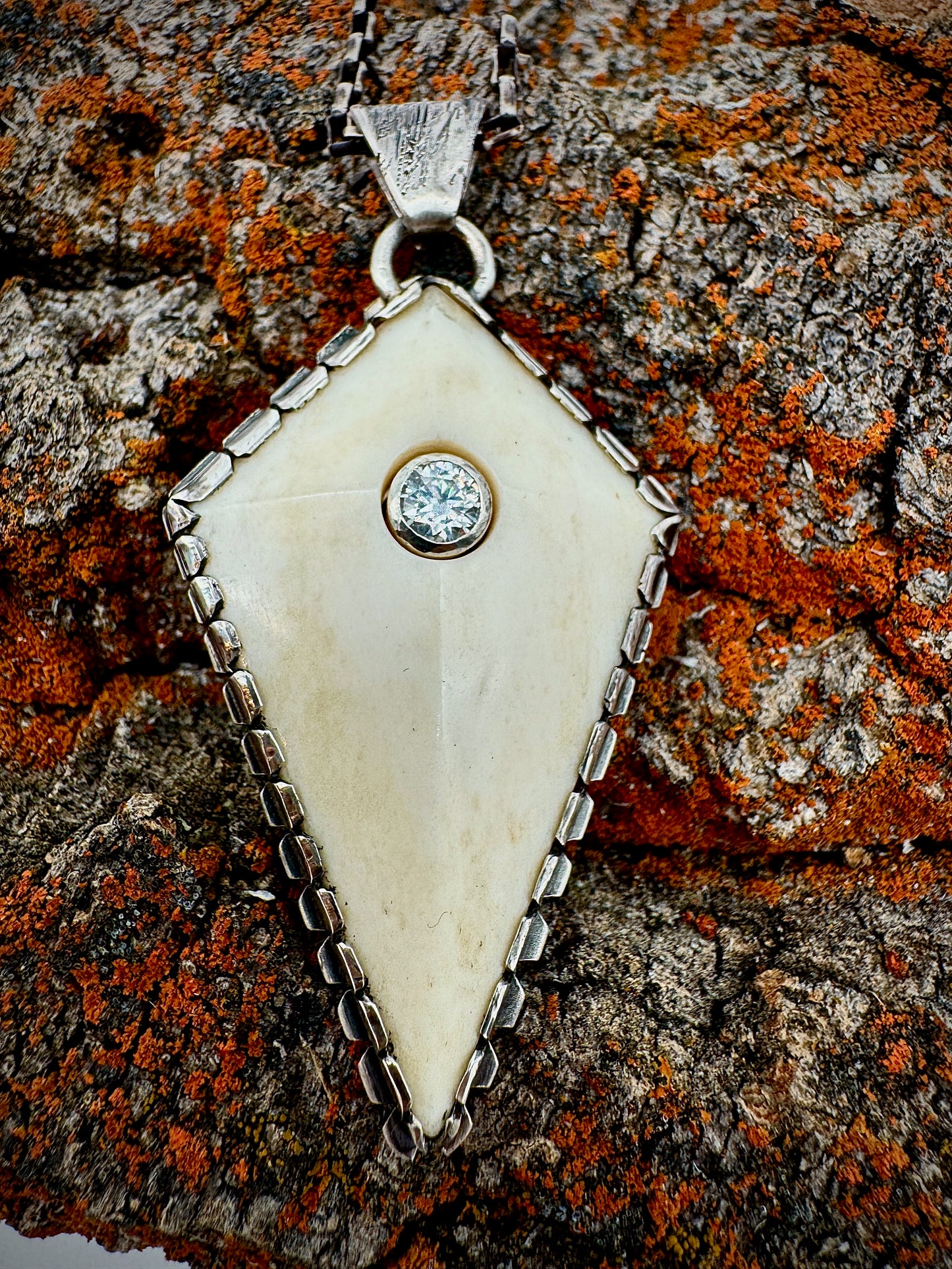 Bone and Moissanite pendant