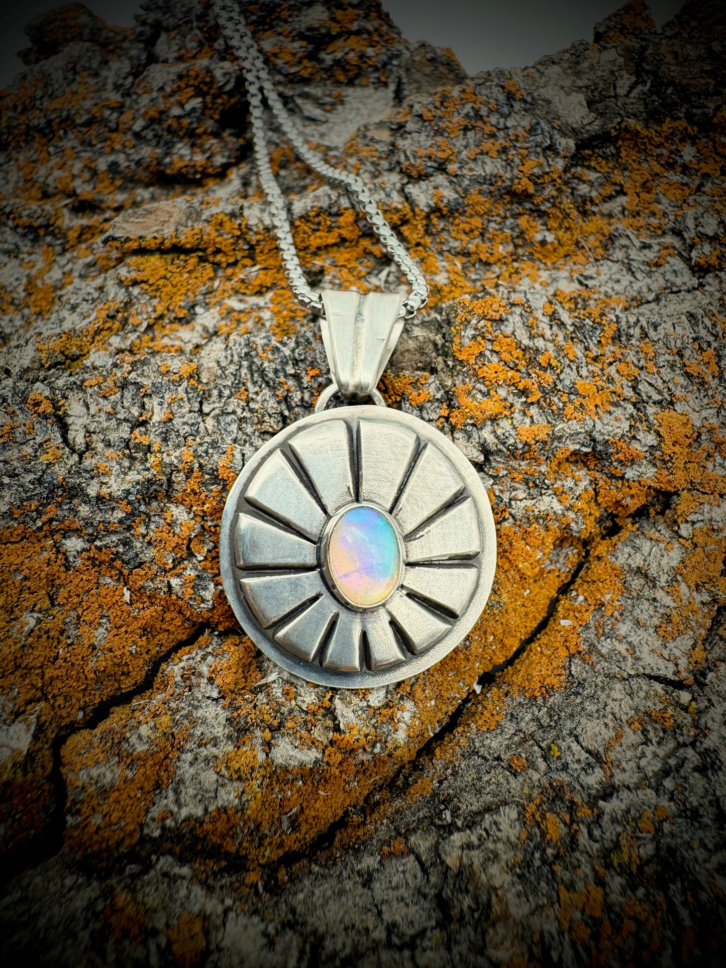 Raising Atlantis pastel opal round pendant