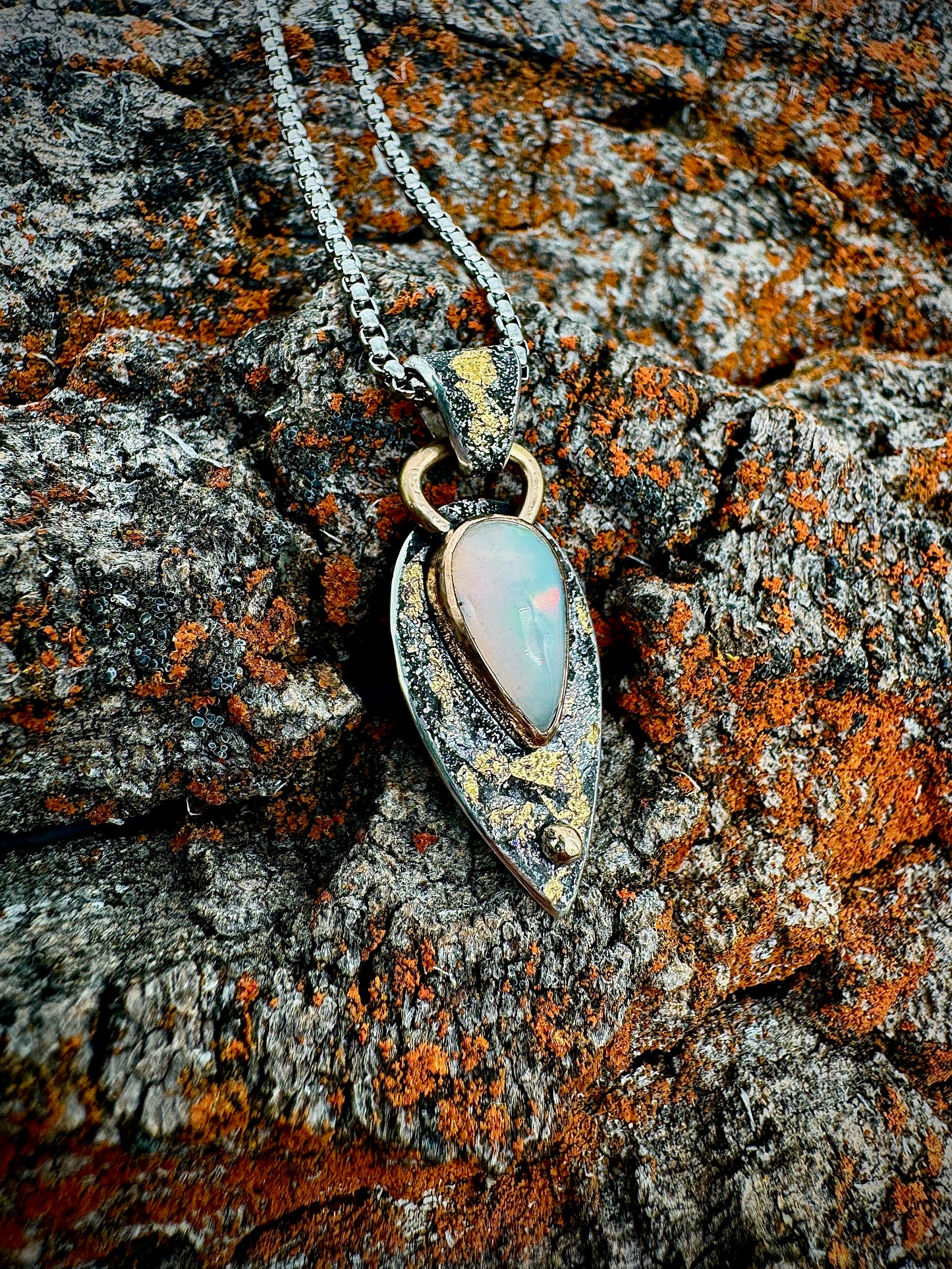 Dragons Eye pendant with white opal