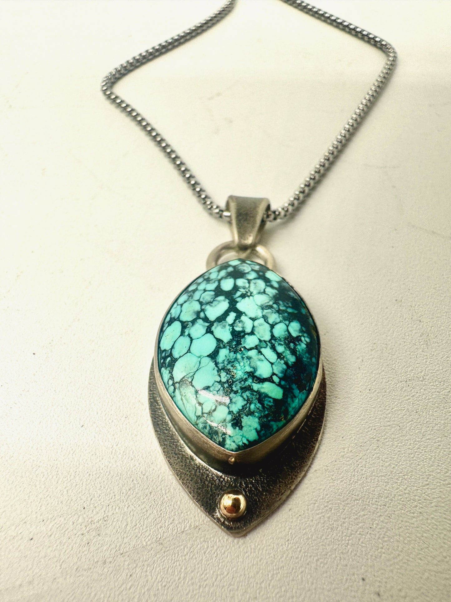 Turquoise wide Marquis Pendant