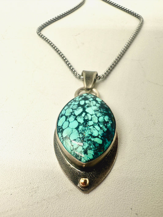 Turquoise wide Marquis Pendant