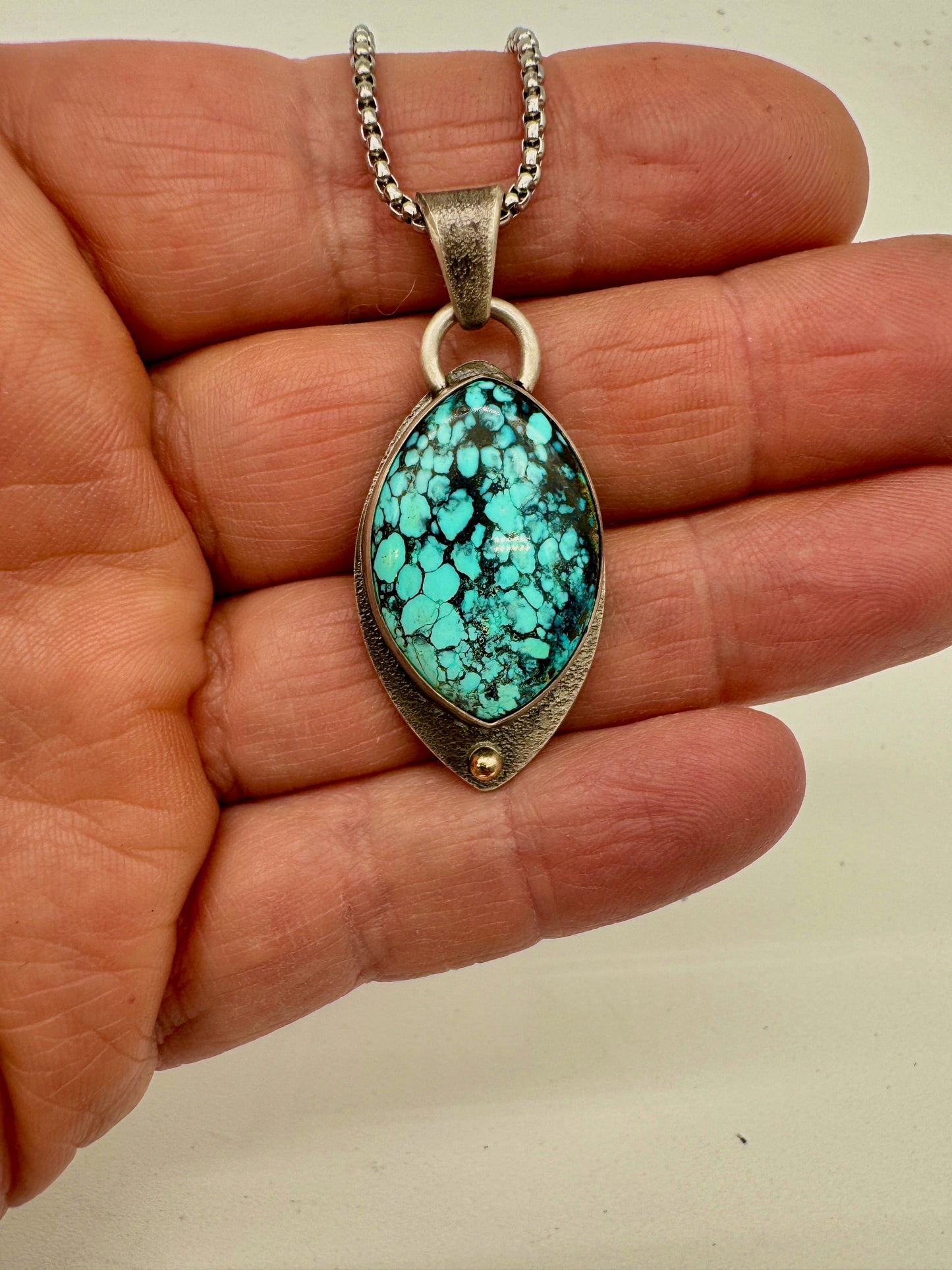 Turquoise wide Marquis Pendant