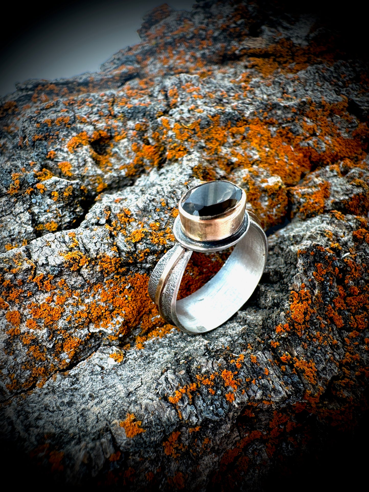 reverse band smoky quartz ring size 8