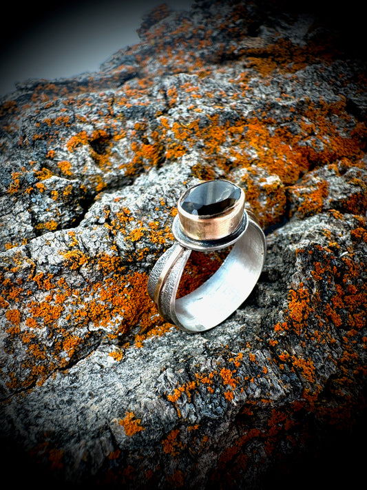 reverse band smoky quartz ring size 8