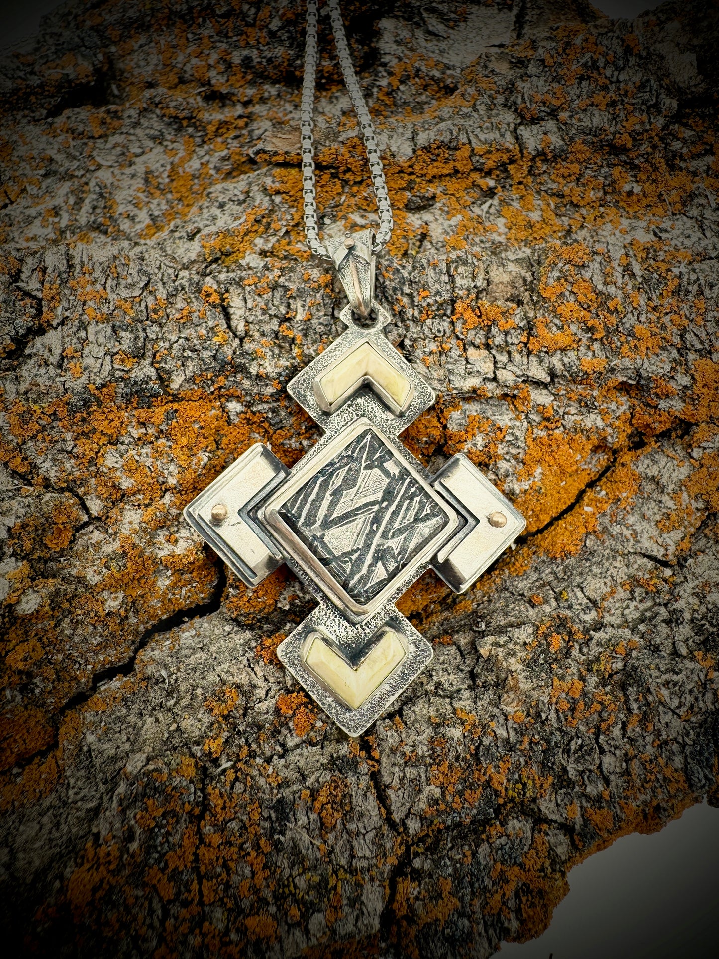 "The Time Key" Meteorite and Mammoth Ivory pendant