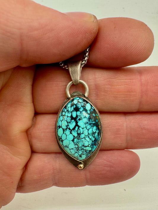 Turquoise wide Marquis Pendant
