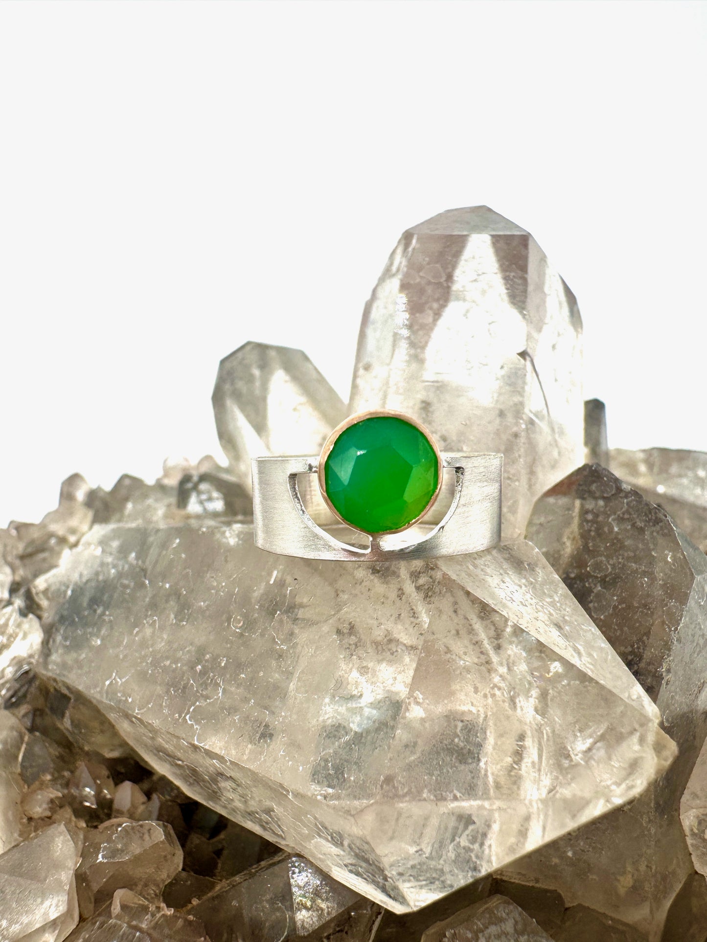 Offset Chrysoprase ring size 7