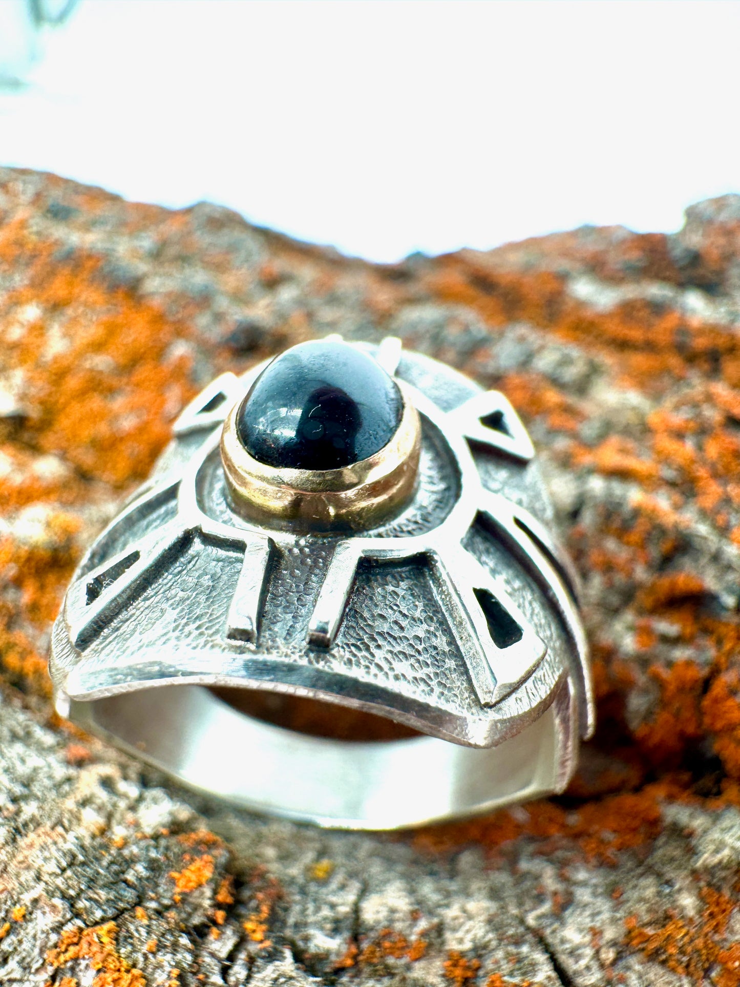 Shielded large Star Diopside ring (size 13)