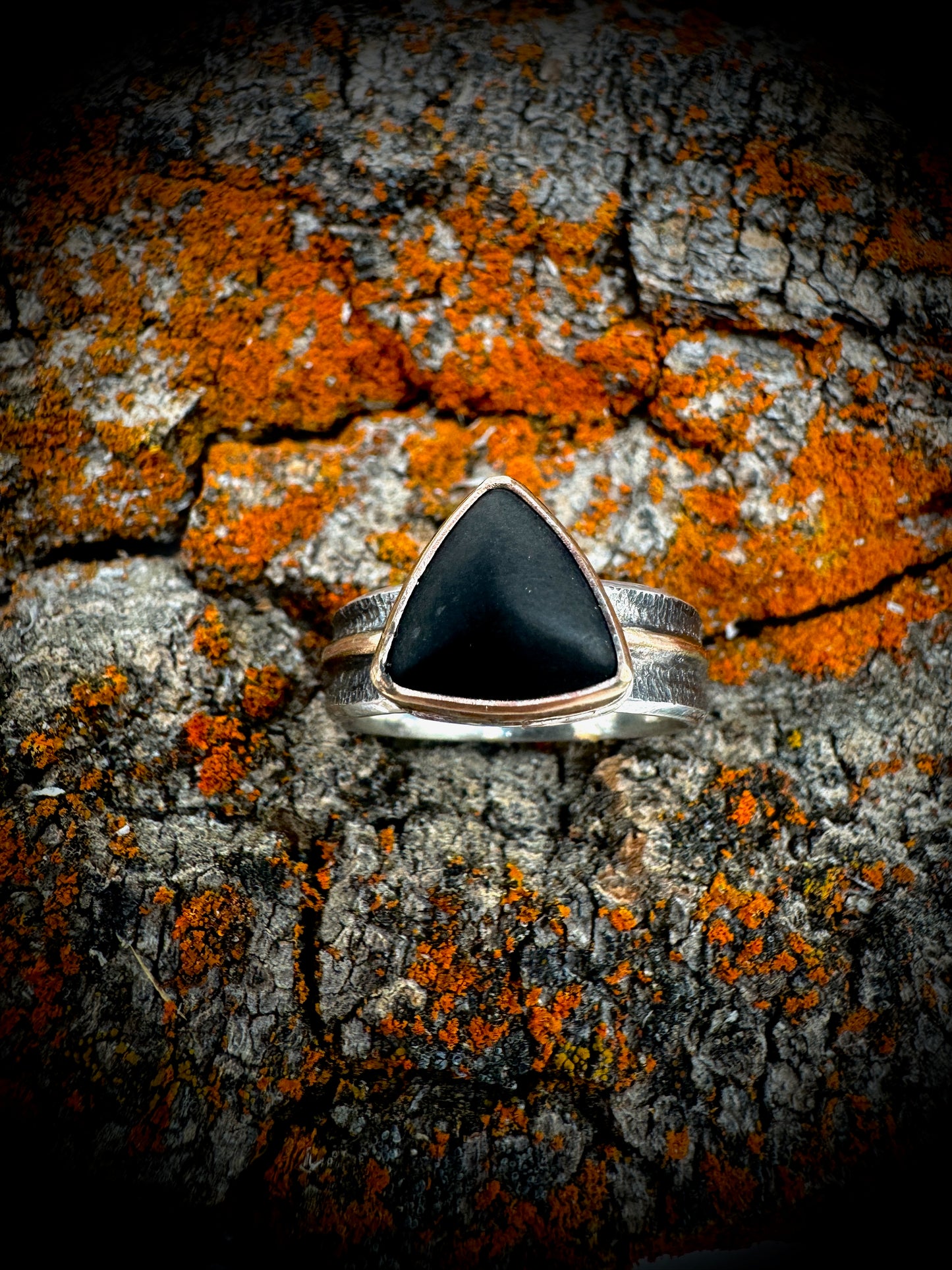 Matte black Obsidian ring, size 7.5