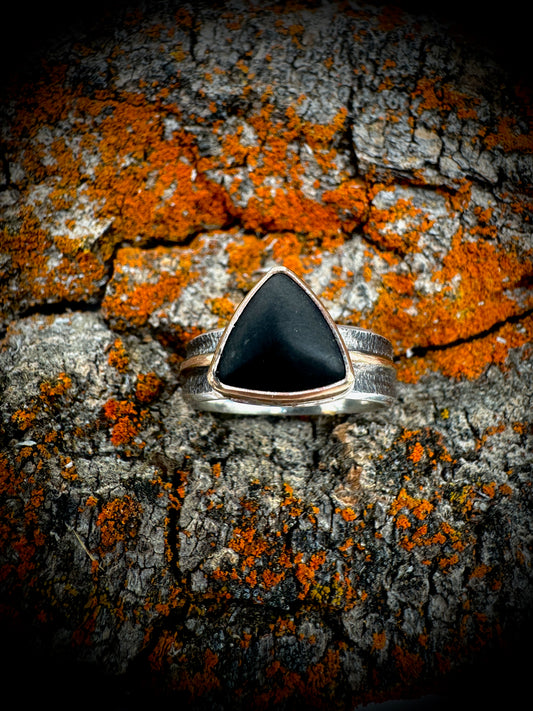 Matte black Obsidian ring, size 7.5