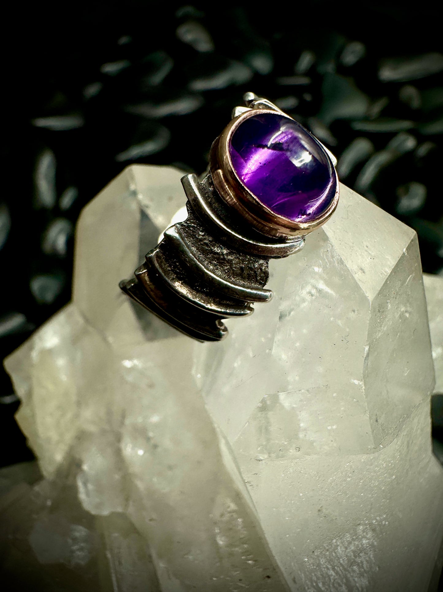 Amethyst particle ring size 12