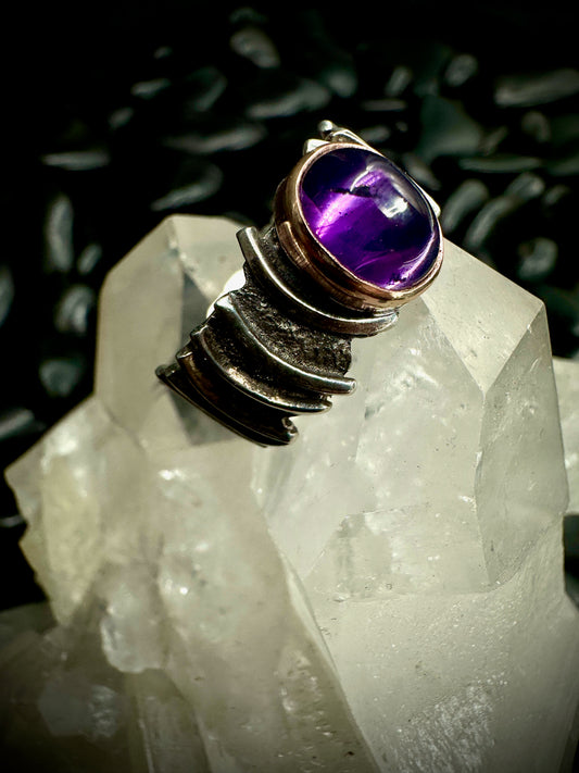 Amethyst particle ring size 12