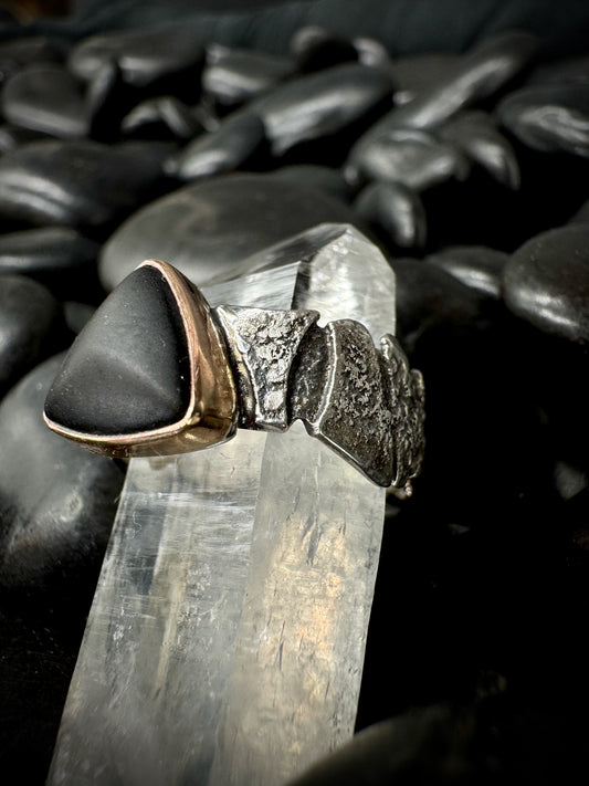 Matte Obsidian particle ring size 8.5