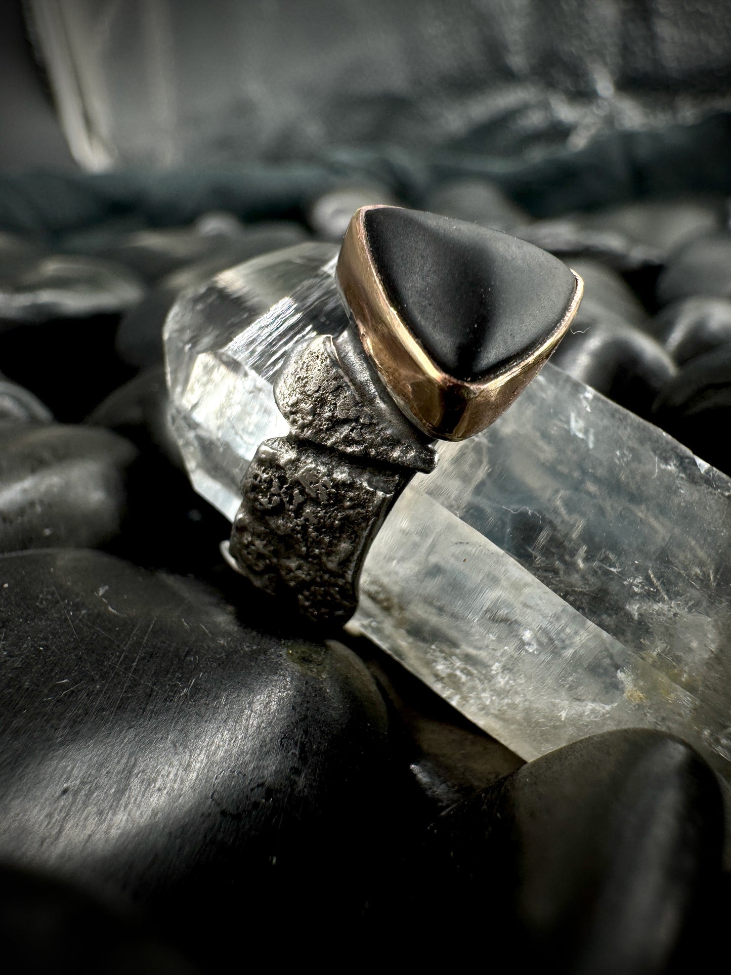 Matte Obsidian particle ring size 8.5