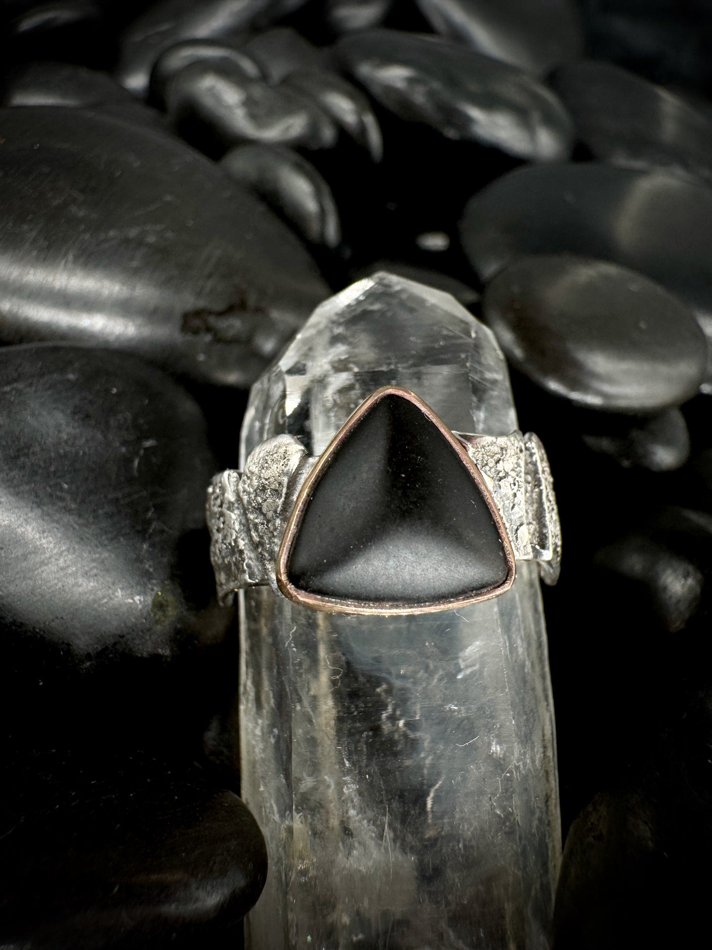 Matte Obsidian particle ring size 8.5