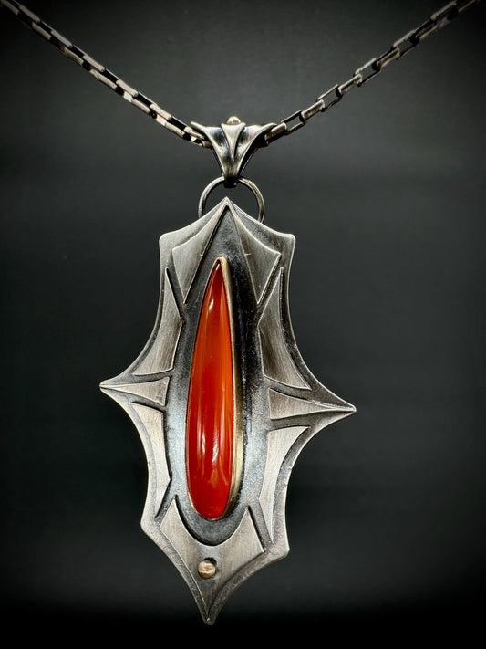 The Throne Key Flame Agate pendant