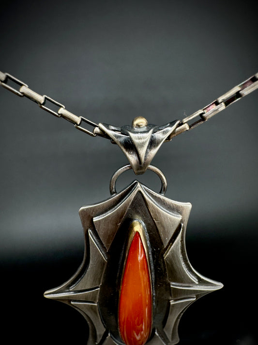 The Throne Key Flame Agate pendant