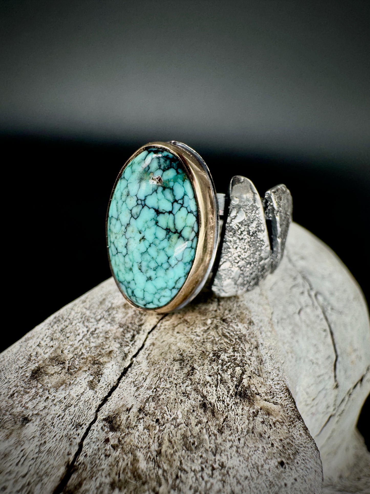 Turquoise particle ring size 7.5