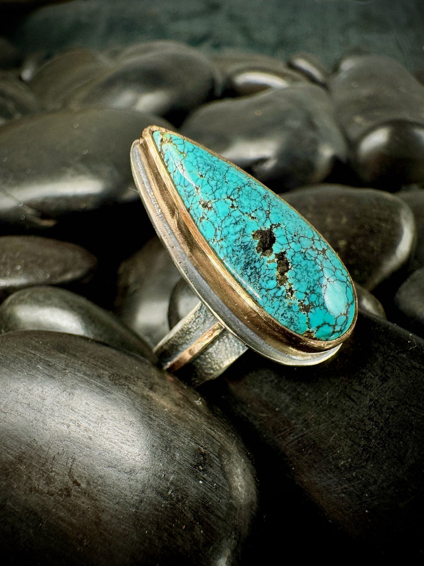 Turquoise point ring, size 6.5