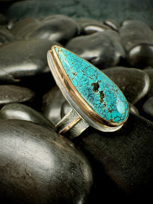 Turquoise point ring, size 6.5