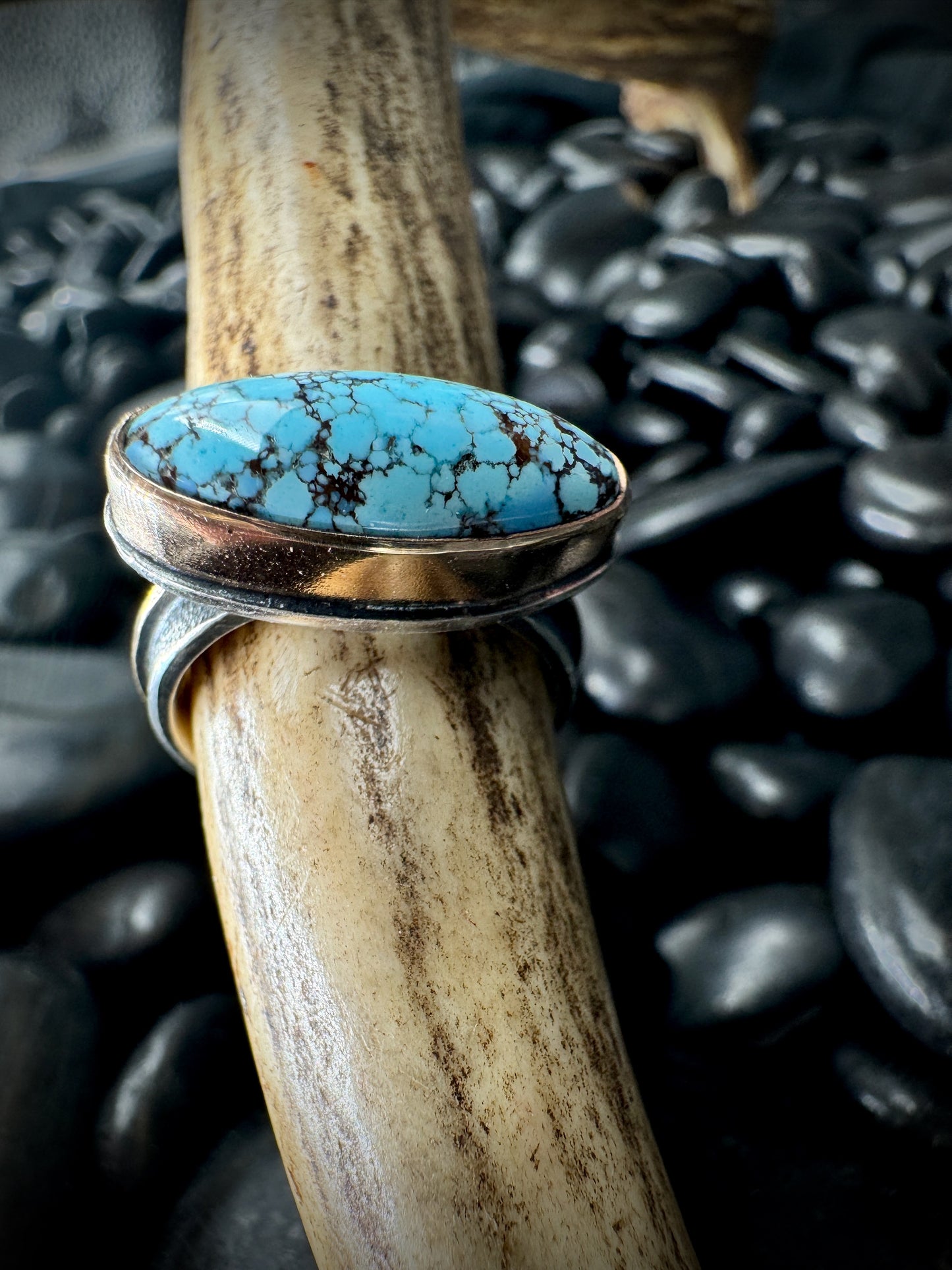 Sideways Golden Hills Turquoise ring, size 7