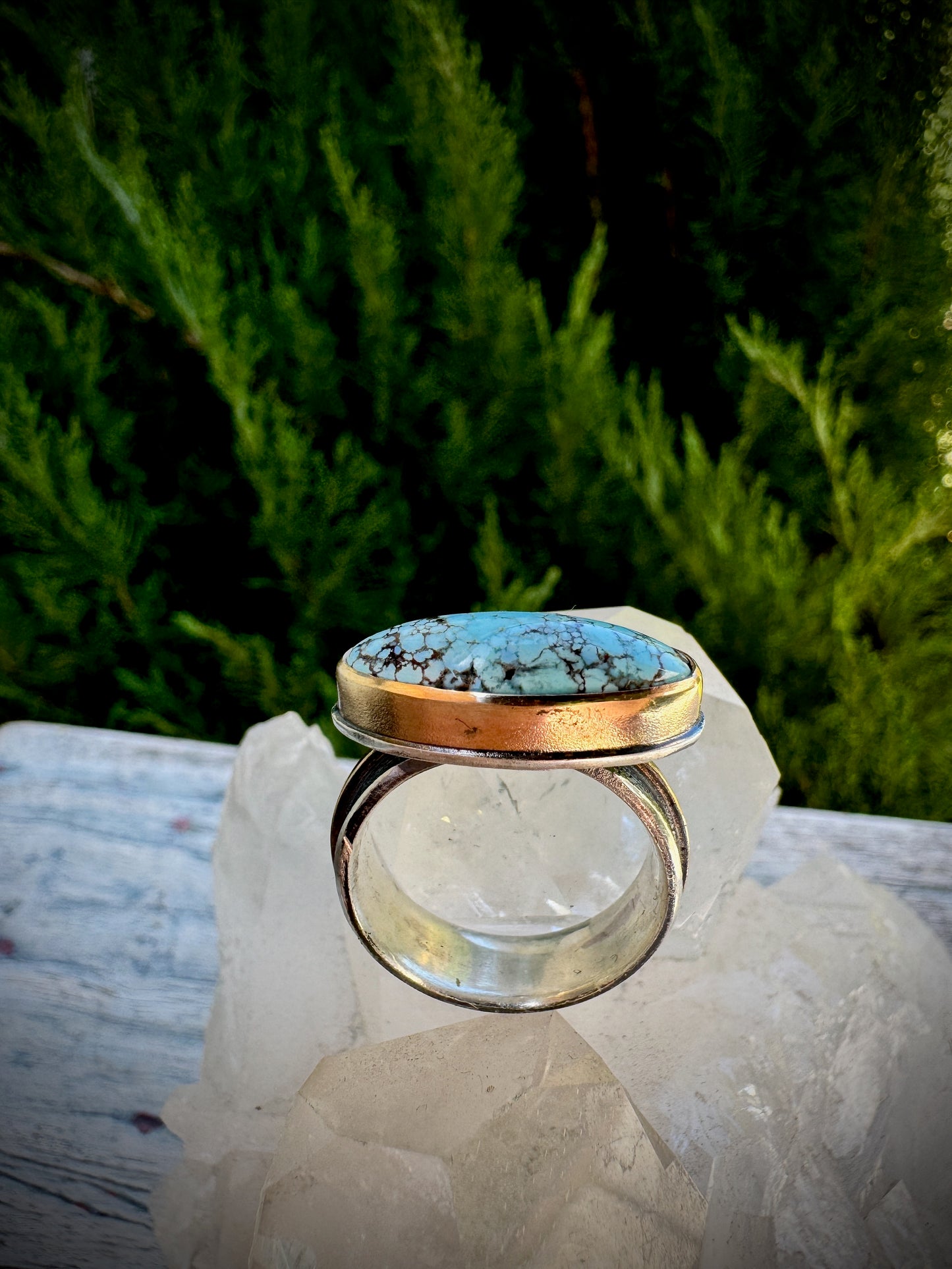 Sideways Golden Hills Turquoise ring, size 7