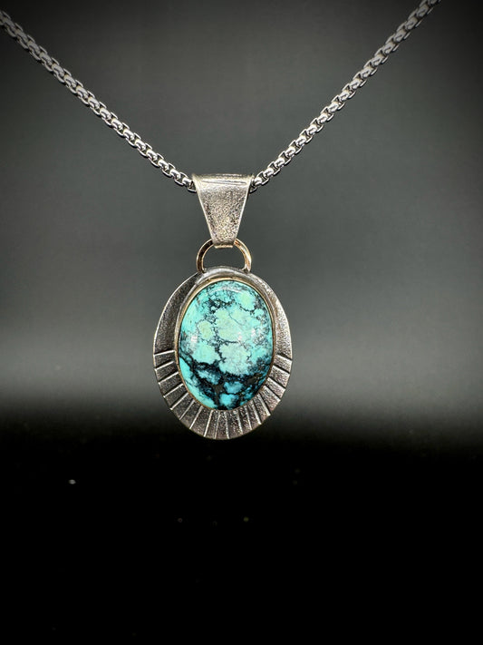 Turquoise Relic dark oval pendant