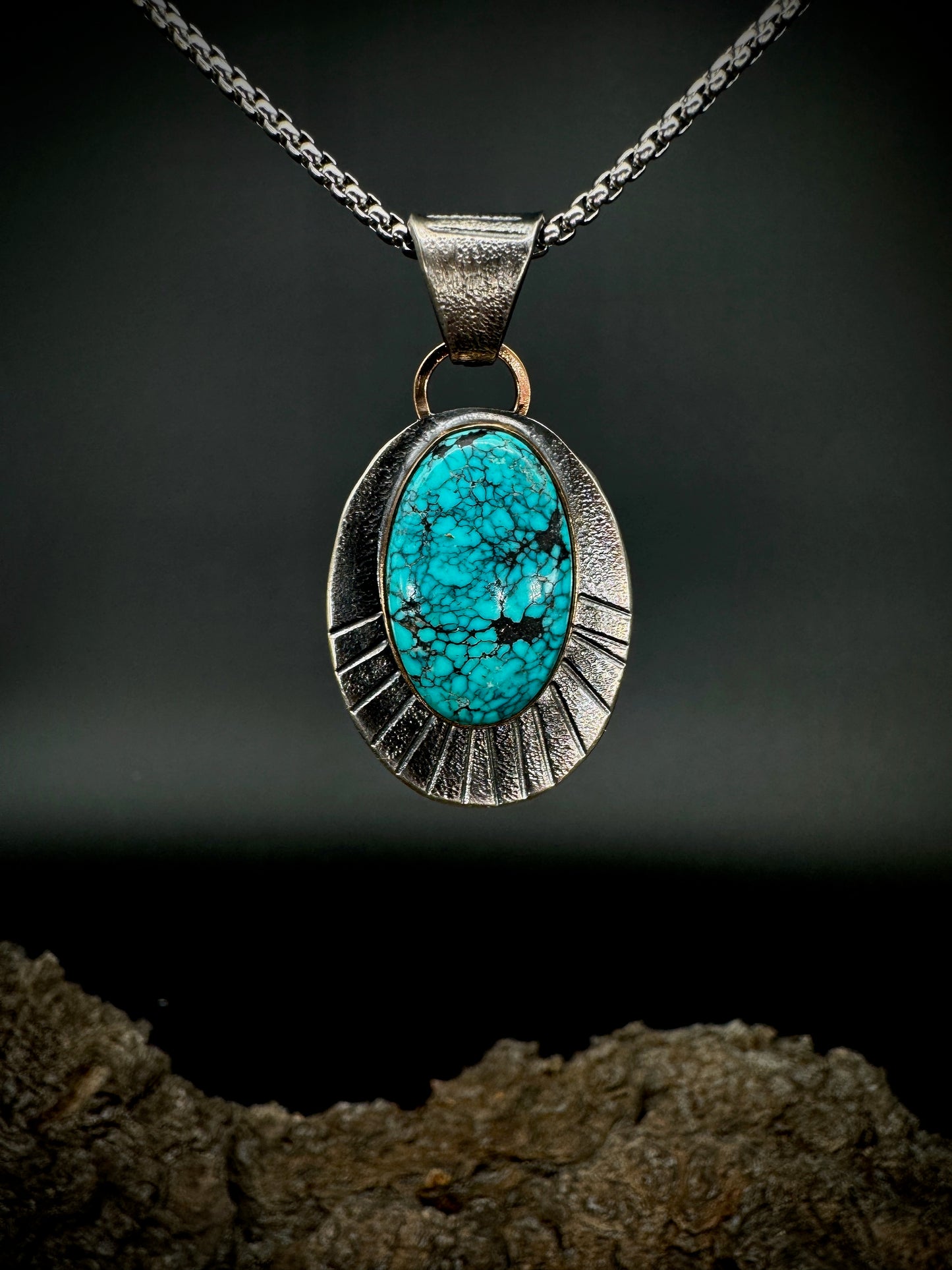 Turquoise Relic light oval pendant