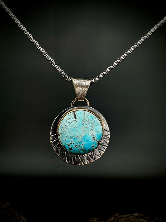 Turquoise Relic round pendant