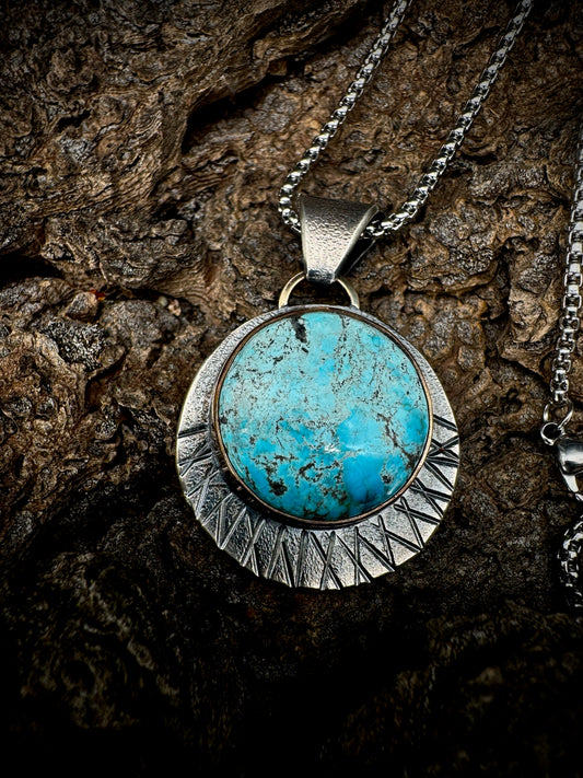 Turquoise Relic round pendant