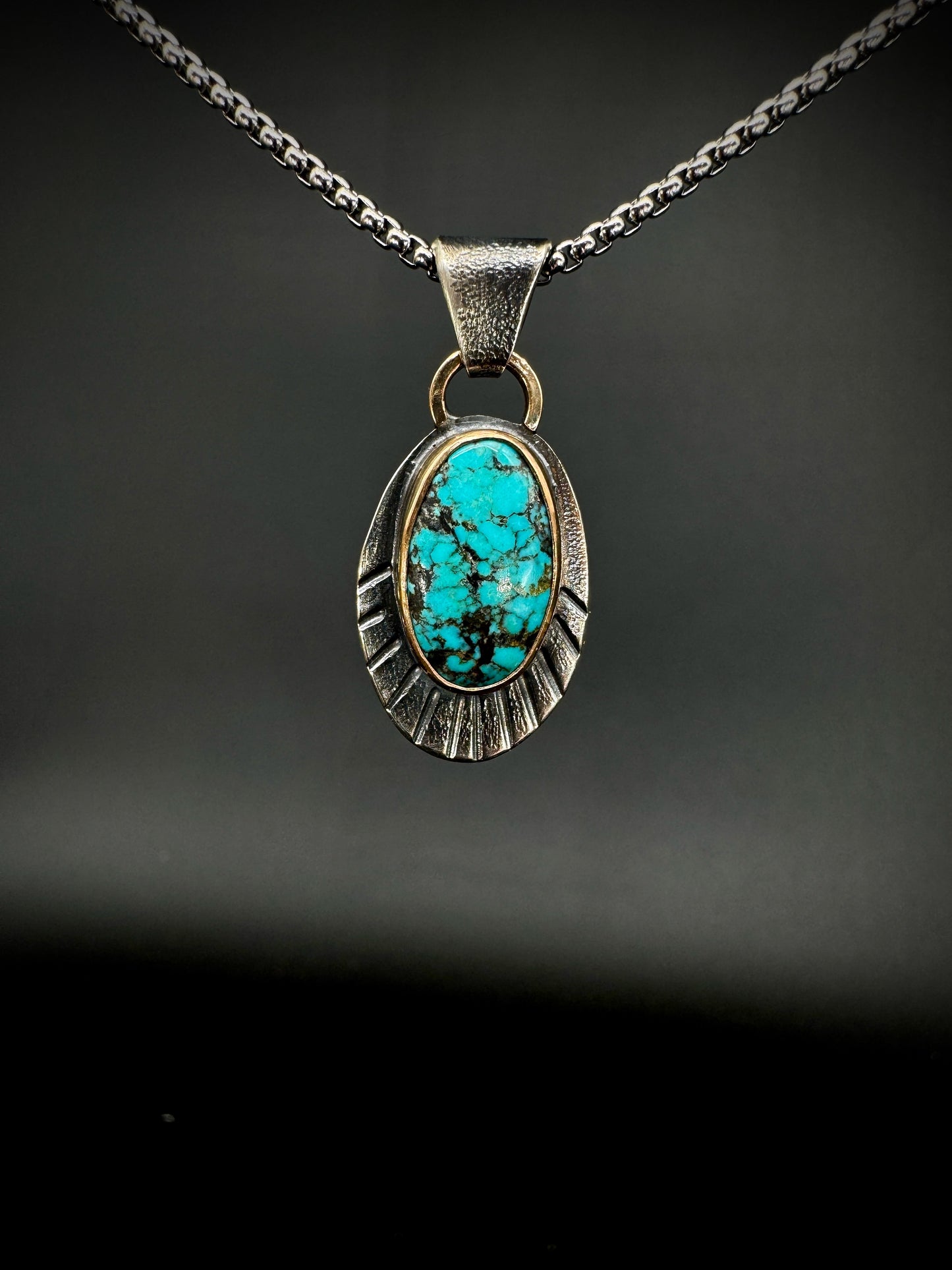 Turquoise Relic small oval pendant