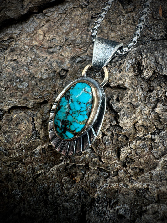 Turquoise Relic small oval pendant