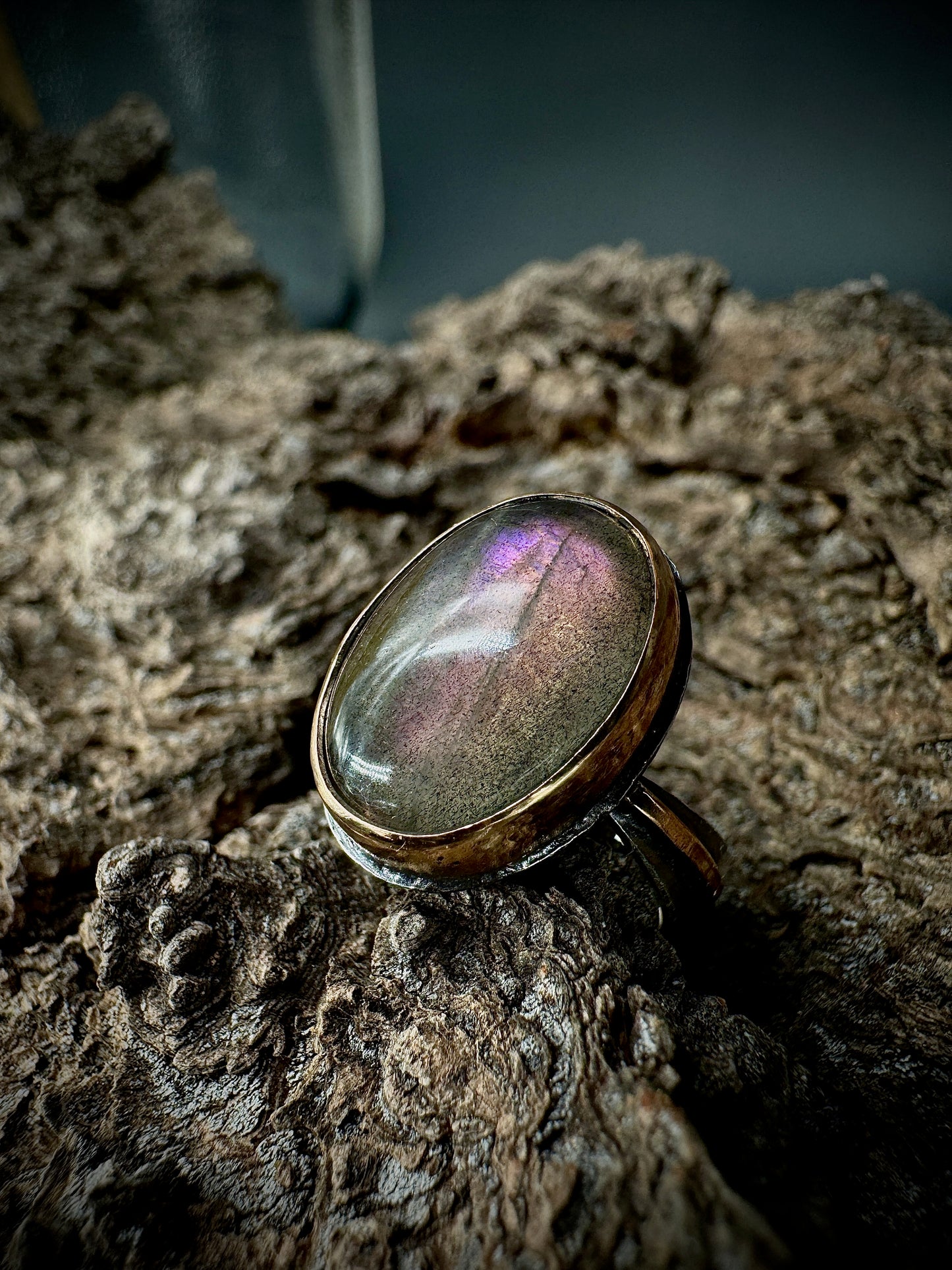 Purple Labradorite reverse band ring size 6.5