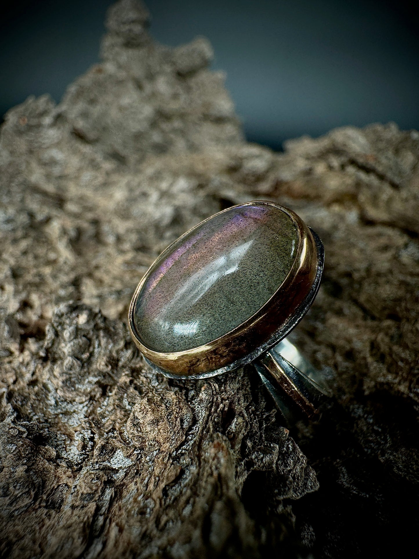 Purple Labradorite reverse band ring size 6.5
