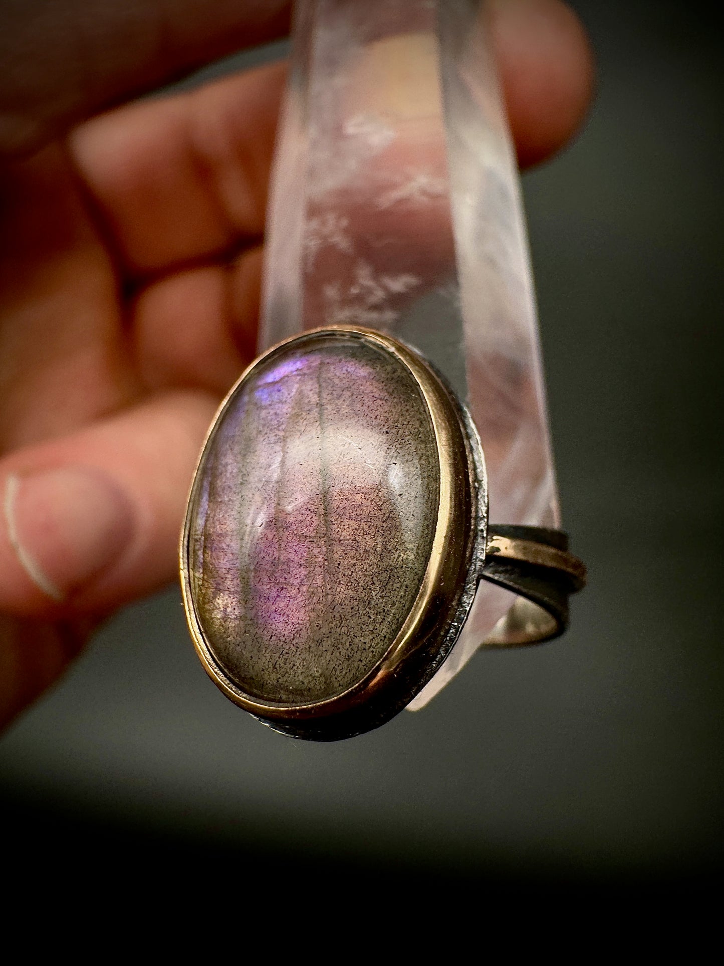 Purple Labradorite reverse band ring size 6.5
