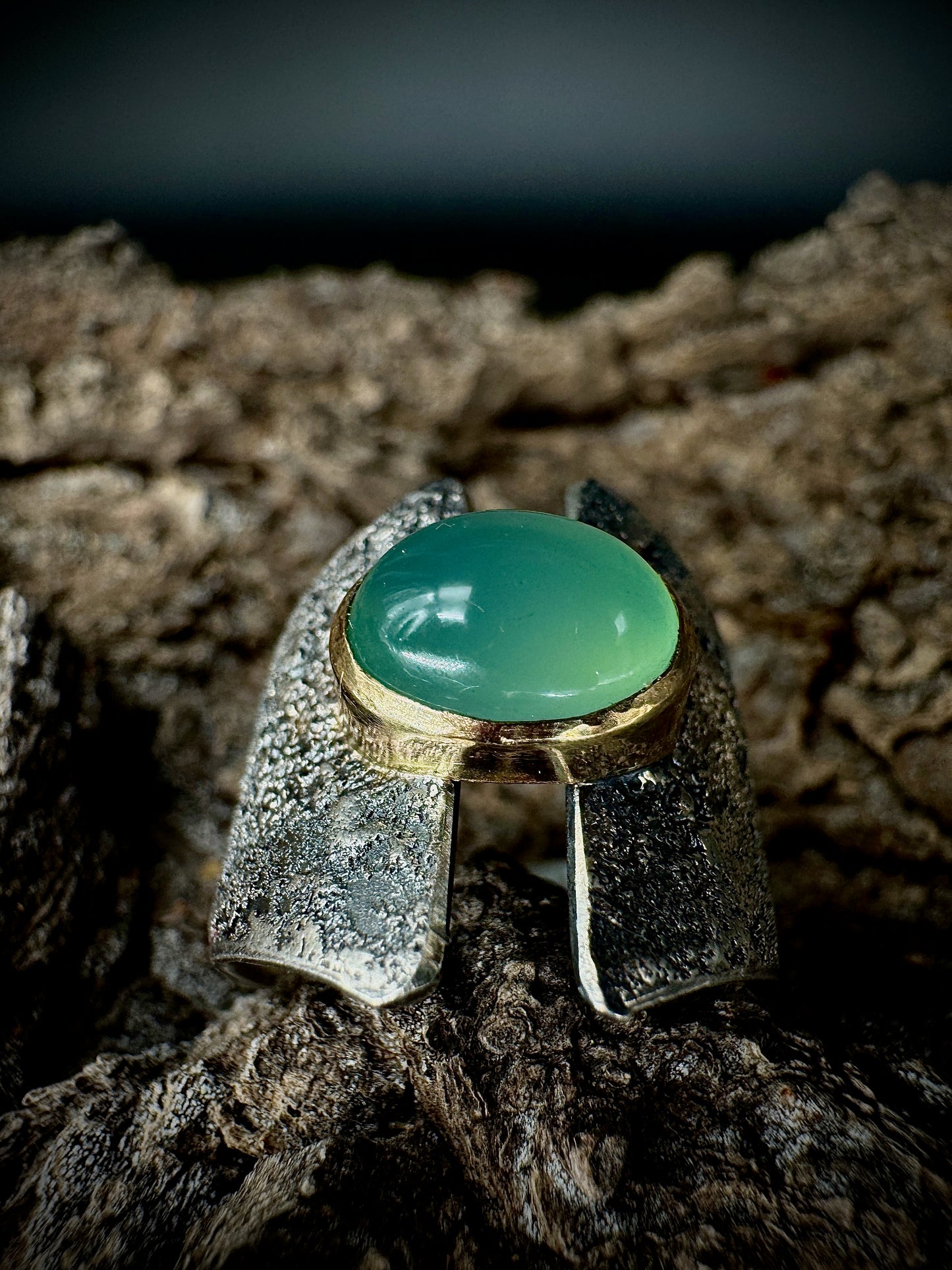 Chrysoprase wide band ring size 7