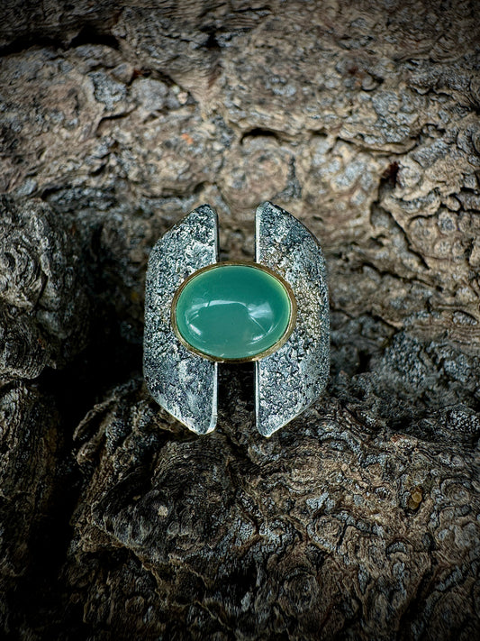 Chrysoprase wide band ring size 7
