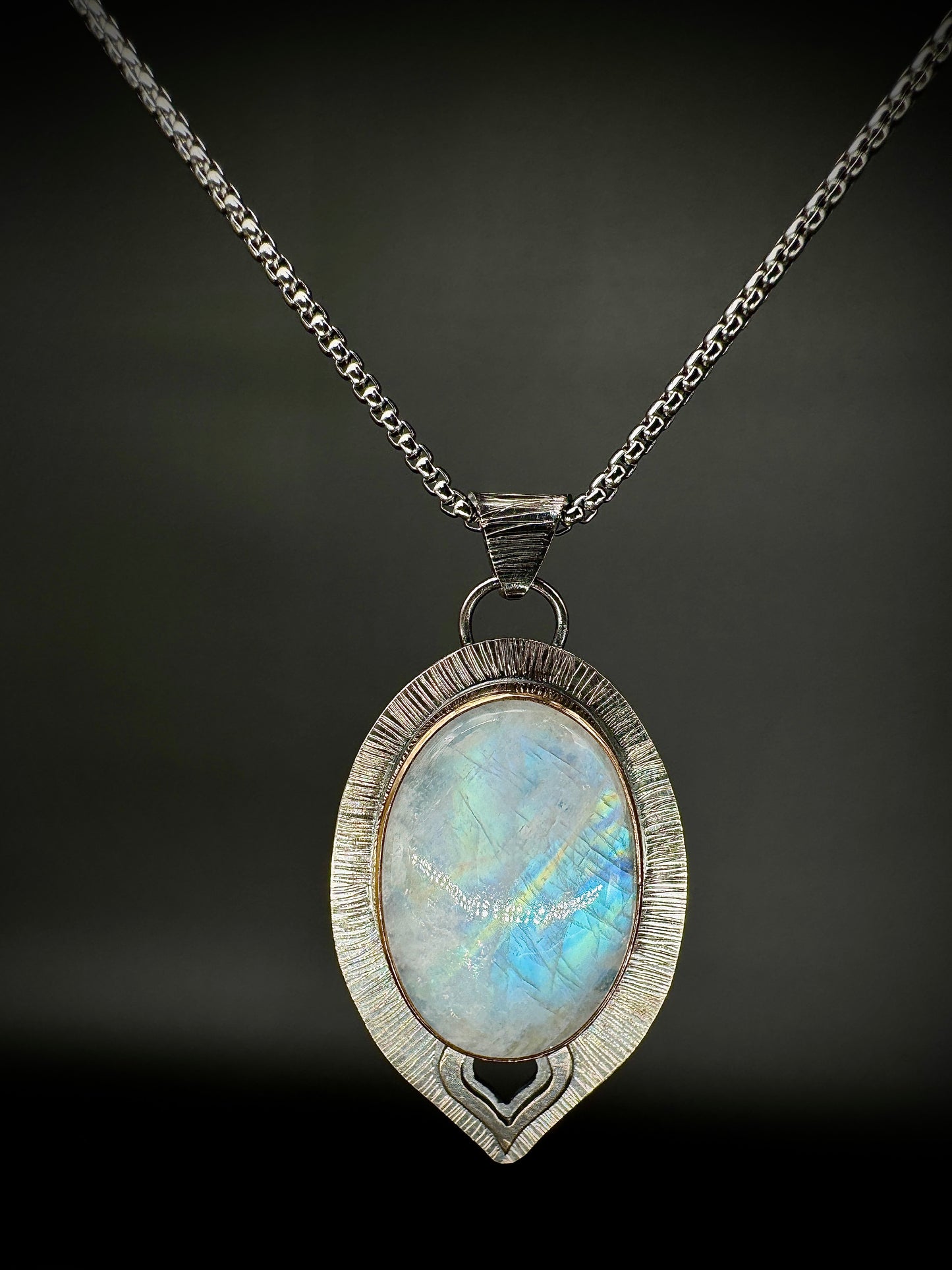 Flying Lotus pendant Moonstone etched