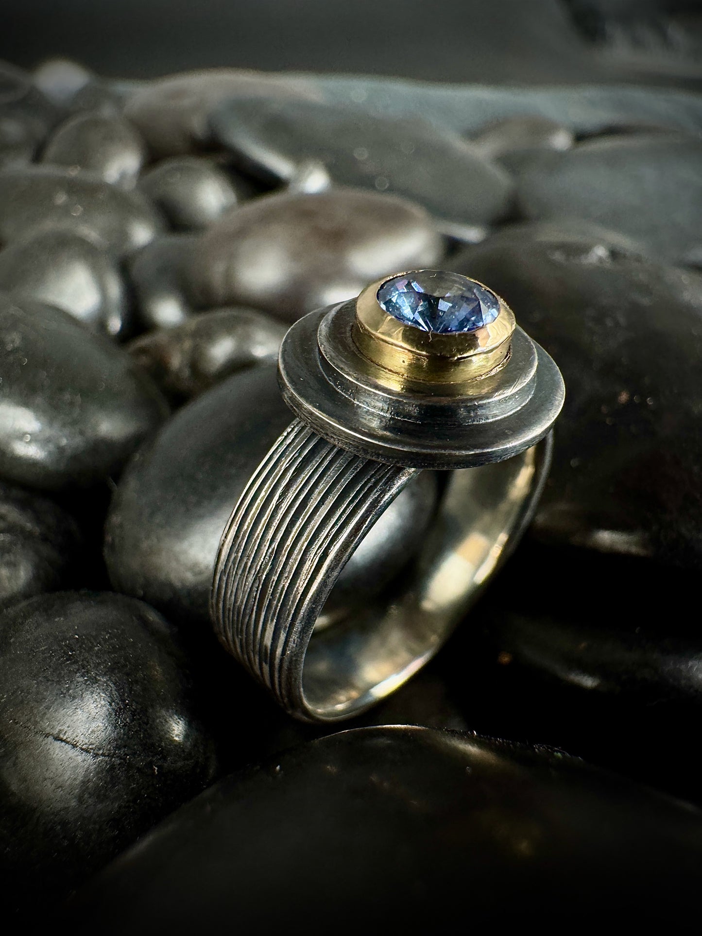 Ceylon Sapphire Woven ring size 8