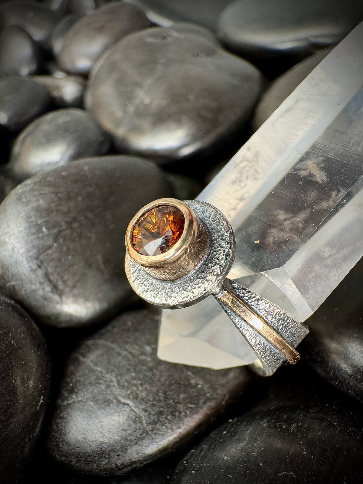 Honey Zircon reverse band ring size 6.5