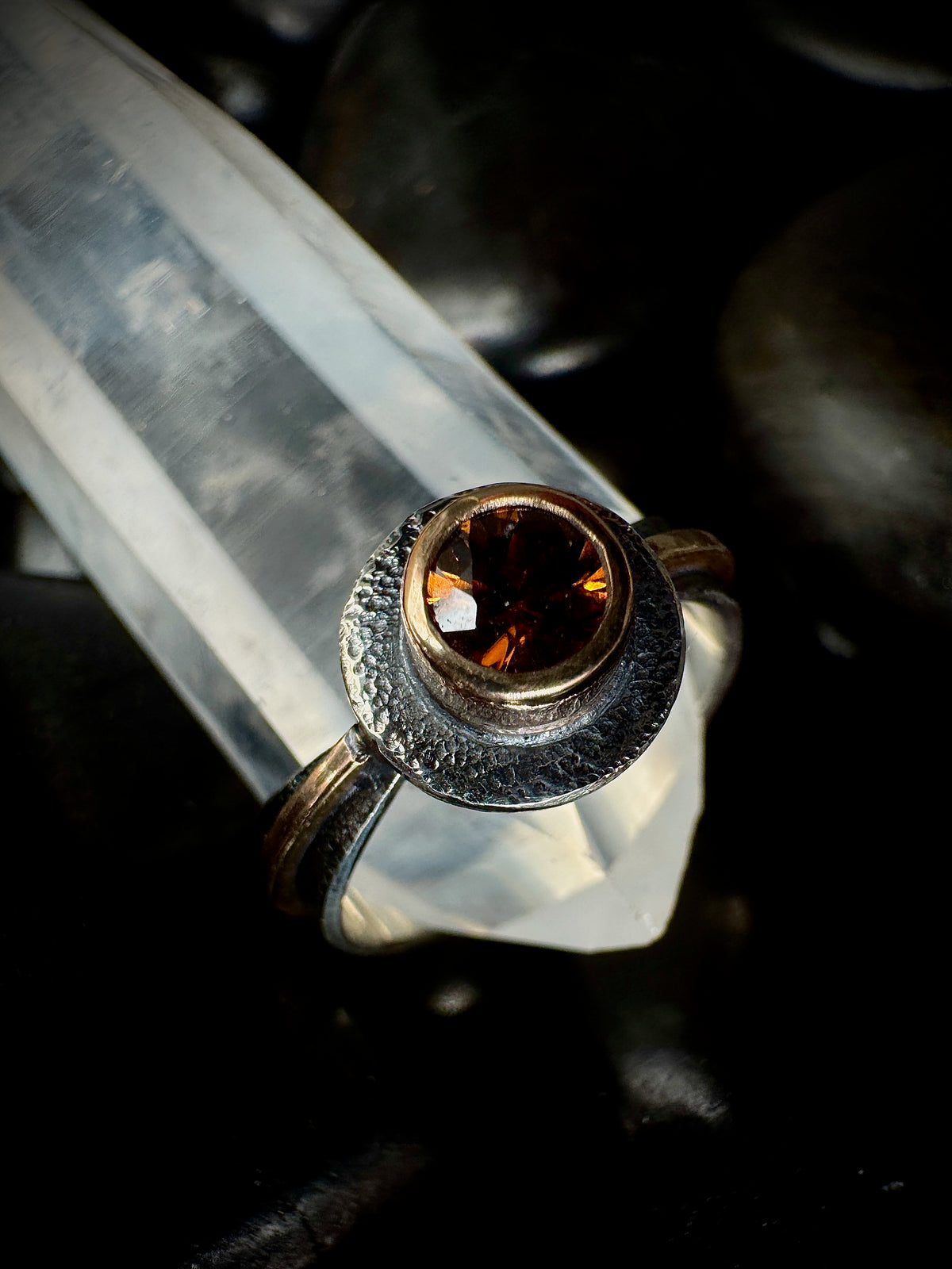 Honey Zircon reverse band ring size 6.5
