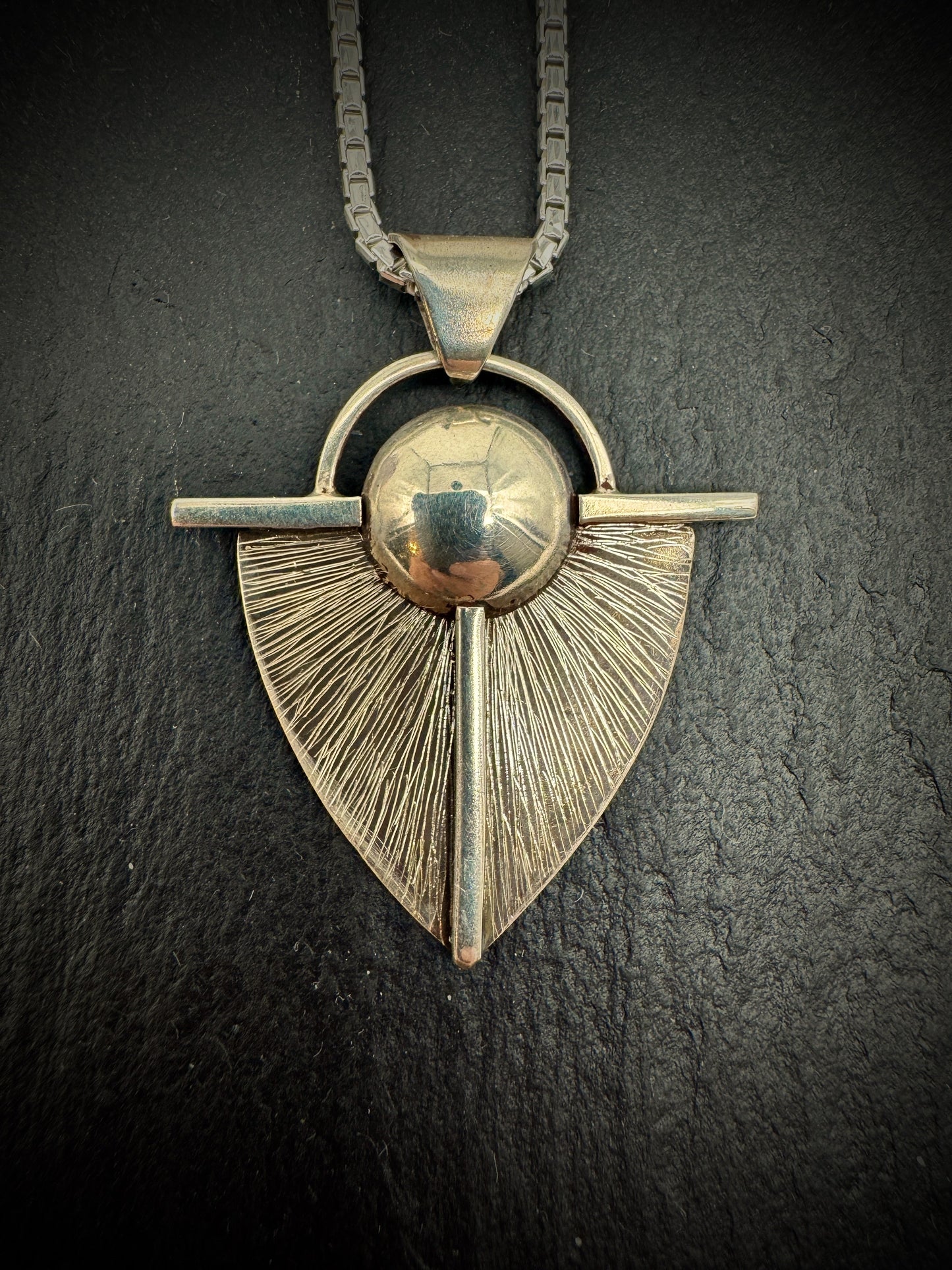 Shield Pendant etched